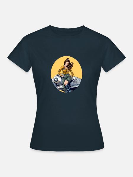 Pinup Maelle Pilot - Frauen T-Shirt - Navy