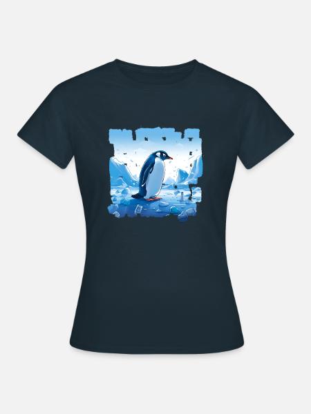 Pinguine, die Bewohner der Antarktis - Frauen T-Shirt - Navy