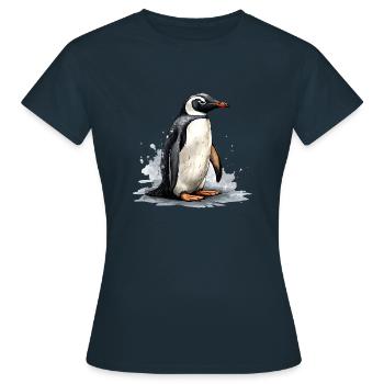 Pingouin sur la banquise - T-shirt Femme - marine - Devant - AI Model Female 172 dark (172cm)