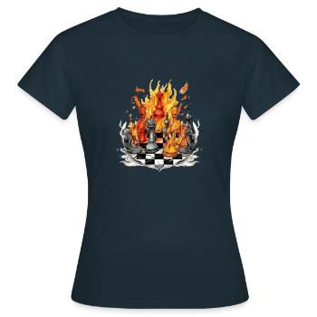 Echiquier en feu - T-shirt Femme - marine - Devant - AI Model Female 172 dark (172cm)