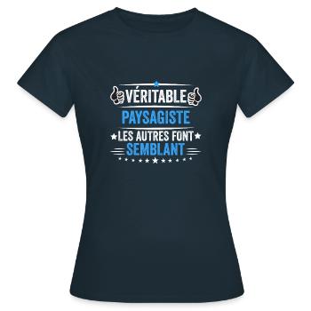 T-shirt Paysagiste idée cadeau Paysagiste - T-shirt Femme - marine - Devant - AI Model Female 172 dark (172cm)