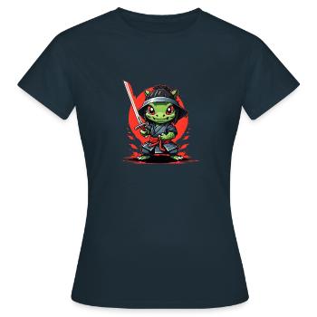 Ninja-Aligator #1 - Frauen T-Shirt - Navy - Vorne - AI Model Female 172 dark (172cm)