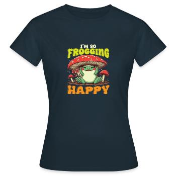 I´m so Frogging Happy - Frauen T-Shirt - Navy - Vorne - AI Model Female 172 dark (172cm)