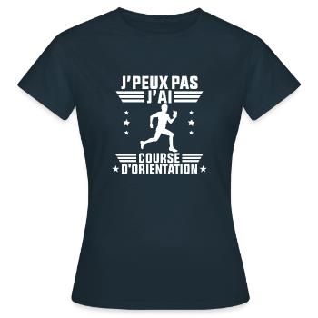 J'Peux Pas J'ai Course D'orientation - T-shirt Femme - marine - Devant - AI Model Female 172 dark (172cm)