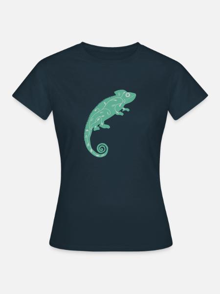 Grünes Chamäleon - Frauen T-Shirt - Navy