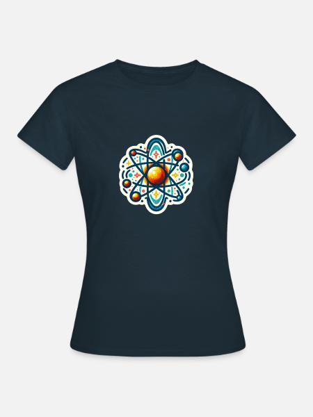 Quanten-Physik Sticker, künstlerisches Atom-Modell - Frauen T-Shirt - Navy