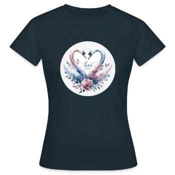 Cygne : L'amour tendre - T-shirt Femme - marine - Devant - AI Model Female 172 dark (172cm)