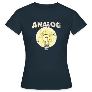 Analog ist super - Glühbirne - Frauen T-Shirt - Navy - Vorne - AI Model Female 172 dark (172cm)