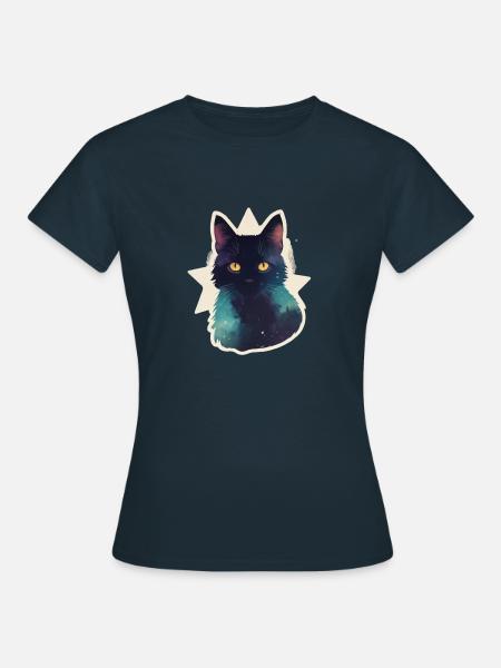 Katze in den Sternen - Frauen T-Shirt - Navy