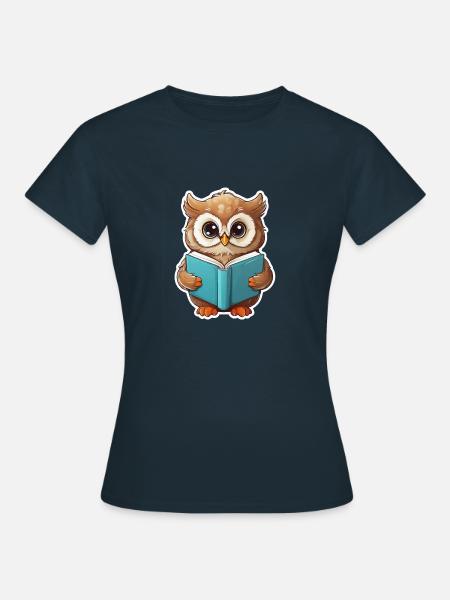 Eule lesen Bücher - Frauen T-Shirt - Navy