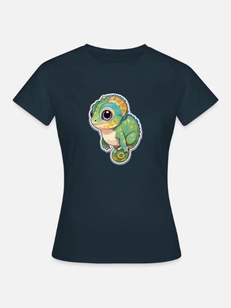 Süßes Chamäleon - Frauen T-Shirt - Navy