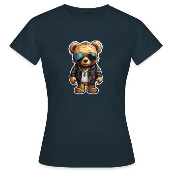 Ours en peluche rappeur Ganster - T-shirt Femme - marine - Devant - AI Model Female 172 dark (172cm)