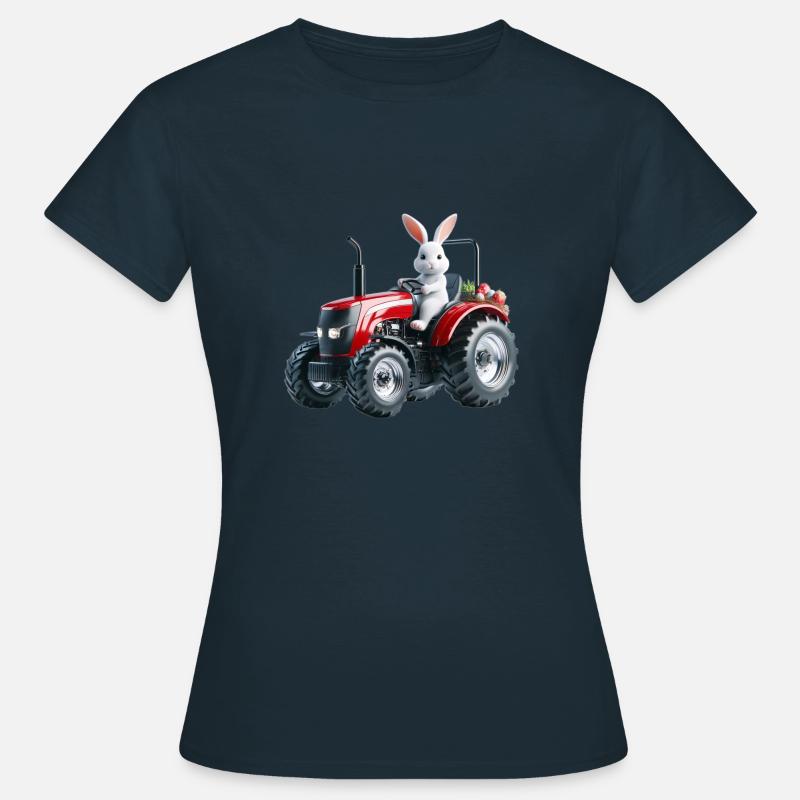 Easter bunny on red tractor - Women's T-Shirt - navy