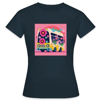 Schulbus rosa - Frauen T-Shirt - Navy - Vorne - AI Model Female 172 dark (172cm)