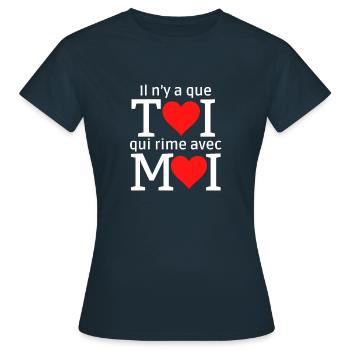 Il n'y a que TOI qui rime avec MOI - T-shirt Femme - marine - Devant - AI Model Female 172 dark (172cm)