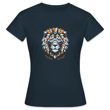 Geometric Lion Strength - Frauen T-Shirt - Navy - Vorne - AI Model Female 172 dark (172cm)