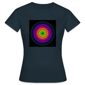 Cercles concentriques arc-en-ciel - T-shirt Femme - marine - Devant - AI Model Female 172 dark (172cm)