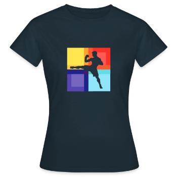 Kickboxing Selbstverteidigung Schlagtechnik - Frauen T-Shirt - Navy - Vorne - AI Model Female 172 dark (172cm)