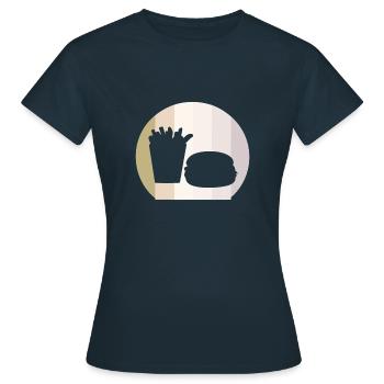 Burger BBQ Cheeseburger - T-shirt Femme - marine - Devant - AI Model Female 172 dark (172cm)