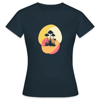 Vegetarisch Wildpflanzen Pilze - Frauen T-Shirt - Navy - Vorne - AI Model Female 172 dark (172cm)