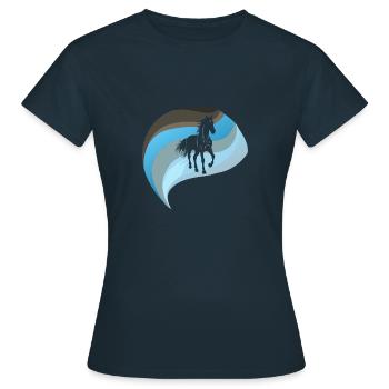 Cheval Cheval sauvage Ferme de poneys - T-shirt Femme - marine - Devant - AI Model Female 172 dark (172cm)