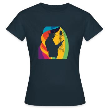 Elektriker Stromausfall Schaltkreis - Frauen T-Shirt - Navy - Vorne - AI Model Female 172 dark (172cm)