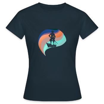 Piratenflagge Piratenschiff - Frauen T-Shirt - Navy - Vorne - AI Model Female 172 dark (172cm)