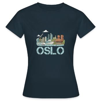 Ville d’Oslo - T-shirt Femme - marine - Devant - AI Model Female 172 dark (172cm)