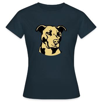 Pitbull zweifarbig - Hund Kampfhund - Frauen T-Shirt - Navy - Vorne - AI Model Female 172 dark (172cm)