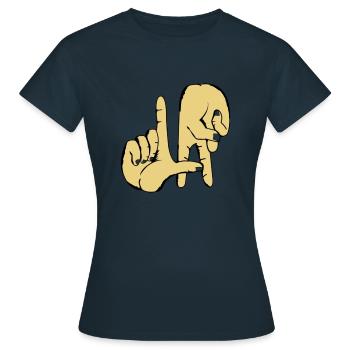 los_angeles_handzeichen_2 - Frauen T-Shirt - Navy - Vorne - AI Model Female 172 dark (172cm)