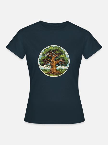 Eiche im Sommer - Frauen T-Shirt - Navy