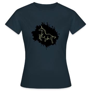 unicorn klecks - Frauen T-Shirt - Navy - Vorne - AI Model Female 172 dark (172cm)