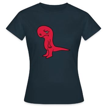 trauriger gelangweilter lustloser genervter dino - Frauen T-Shirt - Navy - Vorne - AI Model Female 172 dark (172cm)