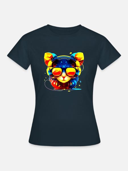 Une souris techno et rave avec des lunettes de soleil - T-shirt Femme - marine