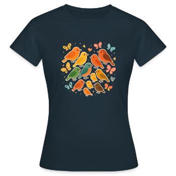 Birds and butterflies - Women's T-Shirt - navy - Front - AI Model Female 172 dark (172cm)