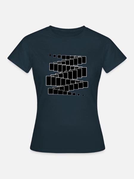 geometrische Quadrate Design - Frauen T-Shirt - Navy