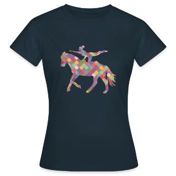 Voltigieren Silhouette Mädchen Reiterin Geschenk - Frauen T-Shirt - Navy - Vorne - AI Model Female 172 dark (172cm)