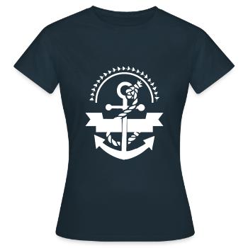 Anker Nautik Seefahrer Pier Meer maritim - Frauen T-Shirt - Navy - Vorne - AI Model Female 172 dark (172cm)