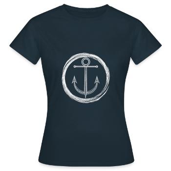 Anker Nautik Seefahrer Pier Meer Maritim Kapitän - Frauen T-Shirt - Navy - Vorne - AI Model Female 172 dark (172cm)
