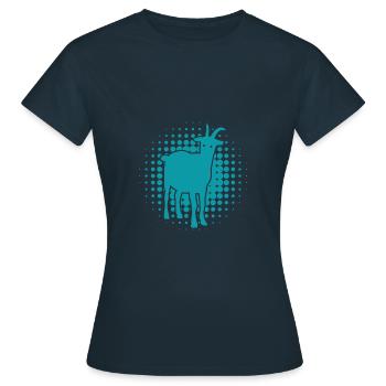 Ziege - Bock - Geiß - Bauernhof - Zoo - Urlaub - Frauen T-Shirt - Navy - Vorne - AI Model Female 172 dark (172cm)