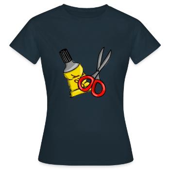 Schere und Kleber - Frauen T-Shirt - Navy - Vorne - AI Model Female 172 dark (172cm)