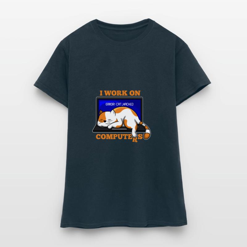 Cat and Computer hacking programmer gift Women's T-Shirt