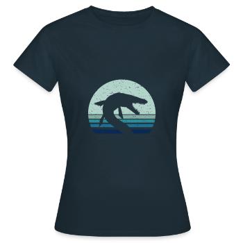 Mosasaurus jurassic prehistoric animal fossil gift - Women's T-Shirt - navy - Front - AI Model Female 172 dark (172cm)