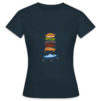 Burger Fast Surpoids Incursing Sport Cadeau - T-shirt Femme - marine - Devant - AI Model Female 172 dark (172cm)