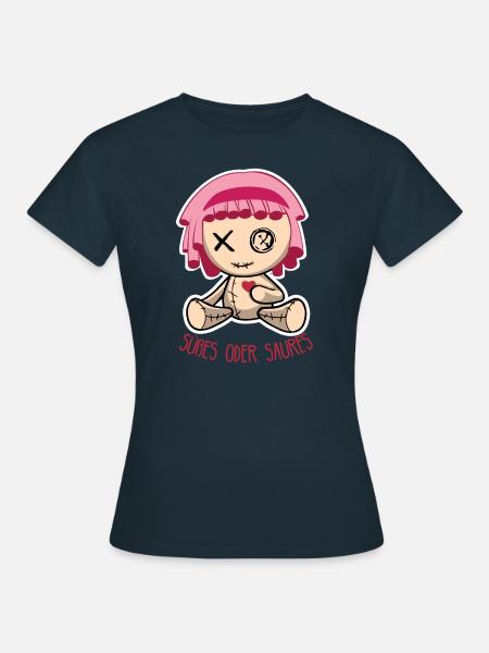 Halloween Puppe - Süßes oder Saures - Frauen T-Shirt - Navy