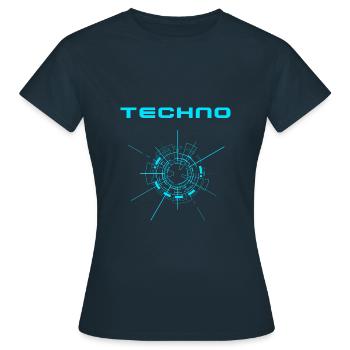 Techno - Frauen T-Shirt - Navy - Vorne - AI Model Female 172 dark (172cm)