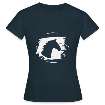 Pferd Hengst Ross Stute Reitsport - Frauen T-Shirt - Navy - Vorne - AI Model Female 172 dark (172cm)