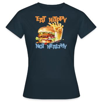 Glücklich essen, nicht gesund - Frauen T-Shirt - Navy - Vorne - AI Model Female 172 dark (172cm)