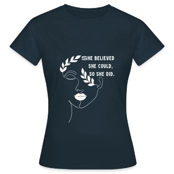Women's Articles with Inspirational Quotes - Women's T-Shirt - navy - Front - AI Model Female 172 dark (172cm)