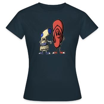 BFF - Socke und Flip Flops - Frauen T-Shirt - Navy - Vorne - AI Model Female 172 dark (172cm)